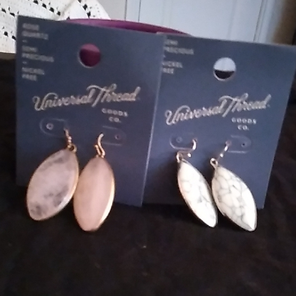 Universal Thread Gold and Cream Leaf Earrings